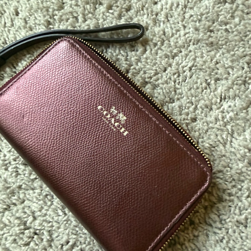 Coach Maroon Leather Wristlet